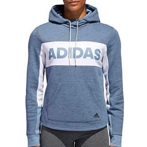 Adidas Women's Blue and White Hoodie